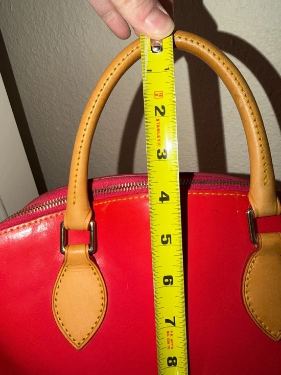 Dooney & Bourke Patent Leather Top Handle Satchel in Red Orange - Leather trim - Picture 10 of 16